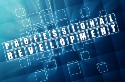 Profession development in blue glass cubes Stock Illustration