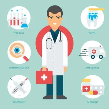 Profession: Doctor. Vector illustration, flat style Stock Illustration