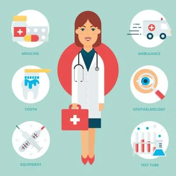 Profession: Doctor. Vector illustration, flat style Stock Illustration