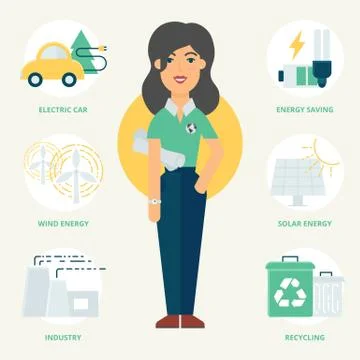 Profession: Ecologist. Vector illustration, flat style Stock Illustration