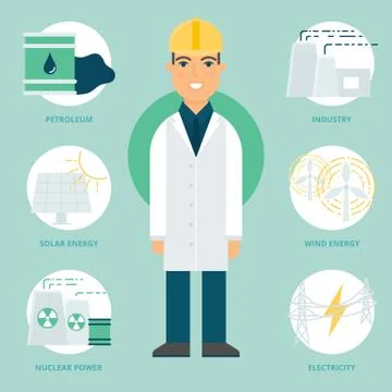 Profession: Engineer. Vector illustration, flat style Stock Illustration