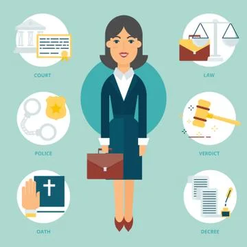 Profession: Lawyer. Vector illustration, flat style Stock Illustration