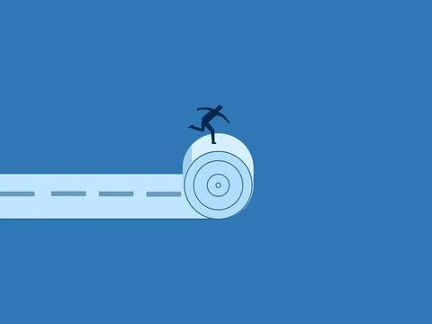 Profession, man paves the road to create his own path Illustrazione stock