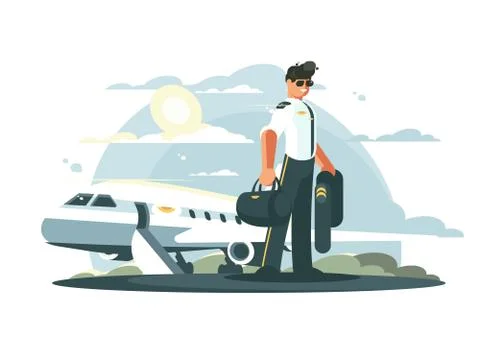 Profession pilot of aircraft Stock Illustration