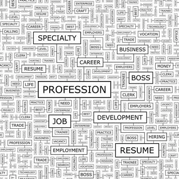 PROFESSION PROFESSION. Seamless pattern. Word cloud illustration. Copyrigh... Stock Photos