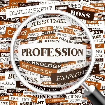PROFESSION PROFESSION. Word cloud illustration. Tag cloud concept collage.... 写真素材