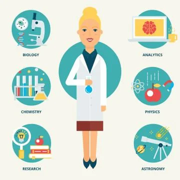 Profession: Scientist. Vector illustration, flat style Stock Illustration