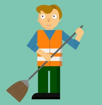 Profession Street Cleaner Stock Illustration