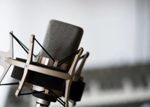 Profession Studio Recording Microphone In Cradle. Macro photography Stock Photos