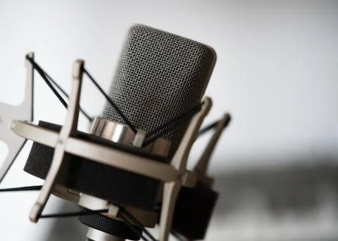 Profession Studio Recording Microphone In Cradle. Macro photography Stock Photos