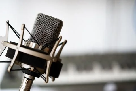 Profession Studio Recording Microphone In Cradle. Macro photography Stock Photos