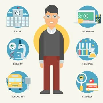 Profession: Teacher. Vector illustration, flat style Stock Illustration