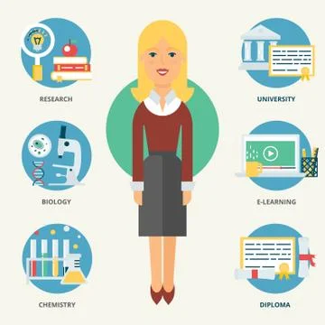 Profession: Teacher. Vector illustration, flat style Stock Illustration