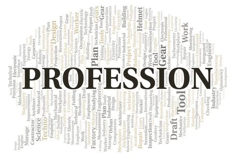 Profession typography word cloud create with the text only イラスト素材