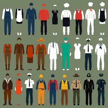 Profession uniform vector icon workers, profession people uniform, cartoon... Stock Photos