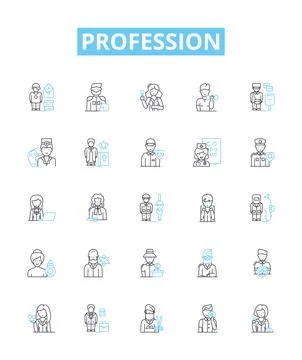 Profession vector line icons set. Job, Career, Vocation, Profession, Employment Stock Illustration