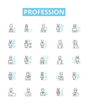 Profession vector line icons set. Job, Career, Vocation, Profession, Employment Stock Illustration