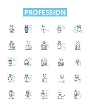 Profession vector line icons set. Job, Career, Vocation, Profession, Employment Stock Illustration