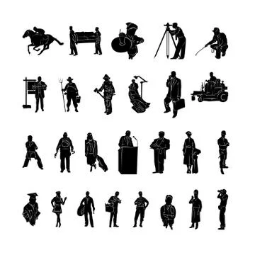 Profession of work silhouette. Vector Illustration.. Collection set Stock Illustration