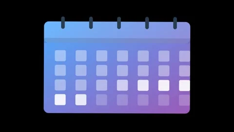 A professional 2D flat vector calendar icon featuring a blue to purple grad.. Stock-Footage 346202521