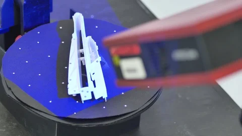 Professional 3D Scanner Scanning an Industrial Object, Development Concept 動画素材 124580116