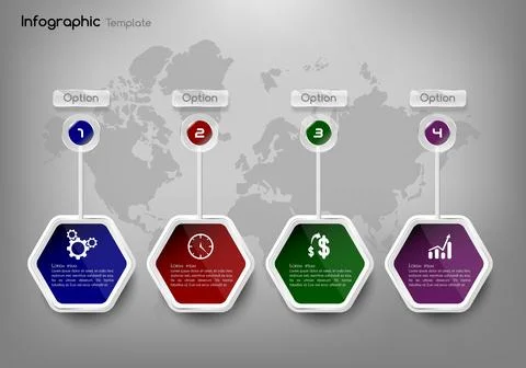 Professional 4 Options Hexagonal Infographic Stock Illustration