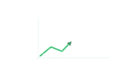 A professional 4K motion graphics animation of a glowing green arrow rising.. Video stock 345640706