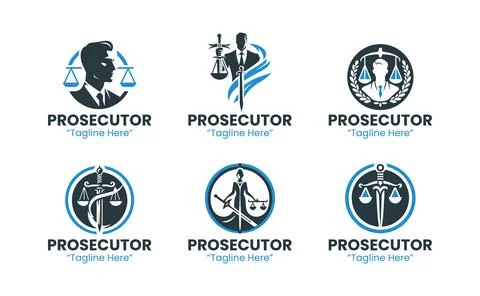 Professional 6 Prosecutor Logo Set for Legal, Court, and Justice Branding Stock Illustration
