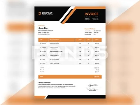 Professional abstract business invoice template ~ PSD Template #220783994