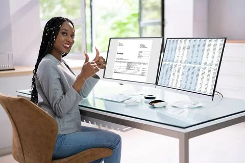 Professional Accountant Using Computer Screen 스톡 사진