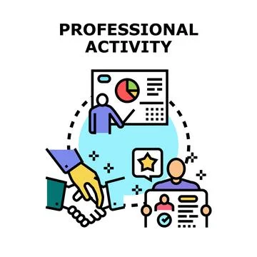 Professional activity concept with teamwork and analysis icon Stock Illustration