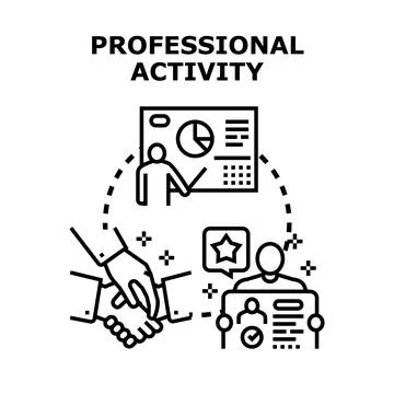 Professional activity concept with teamwork and analysis icon Stock Illustration