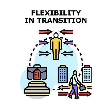 Professional adapting to new work environment flexibility Stock Illustration