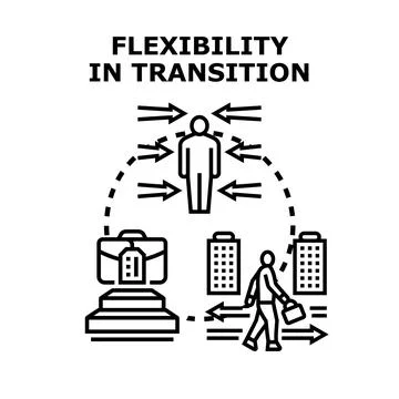 Professional adapting to new work environment flexibility Stock Illustration