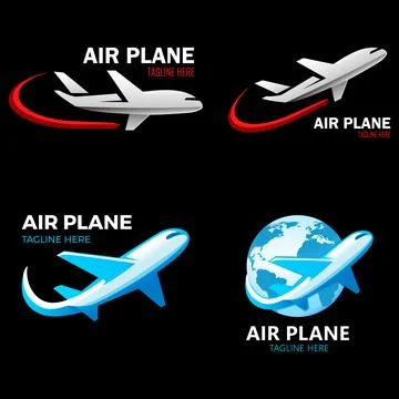 Professional airplane logo set - vector illustration, brand Stock Illustration