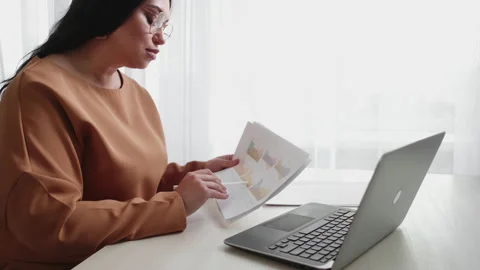 Professional analyst work expertise obese woman Stock Footage 158615469