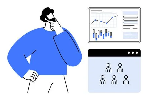 Professional Analyzing Data and Team Metrics with Graphs and Workforce Summar イラスト素材