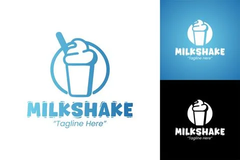 Professional and Creative Milkshake Logo Designs for Branding and Businesses Stock Illustration