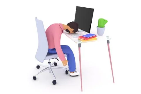 Professional and freelanse burnout,  work at home and exhausted man. Mental h Stock Illustration
