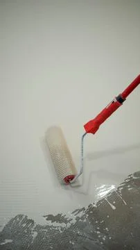 Professional Application of Self-Leveling Resin on Concrete Floor 库存照片