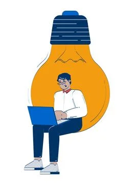 Professional arab man working on startup idea doodle illustration concept 스톡 일러스트