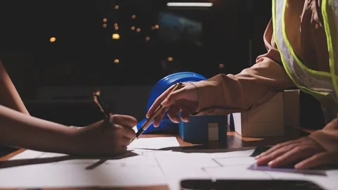 Professional architect designer structural engineer team colleagues working.. Stock Footage 336210916