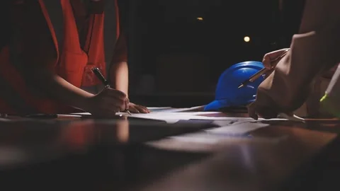 Professional architect designer structural engineer team colleagues working.. Stock Footage 336210918