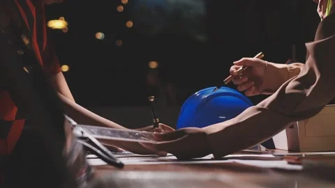 Professional architect designer structural engineer team colleagues working.. Stock Footage 336211068