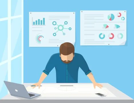 Professional architect or project manager is planning the work Stock Illustration