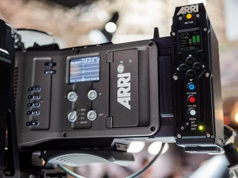 Professional ARRI Video Camera Mounted on a Camera Crane with Control Eleme.. Stock Photos