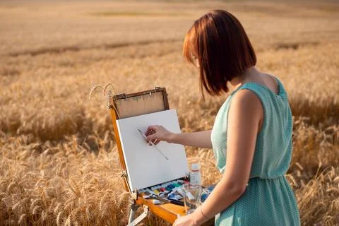 Professional artist at work Stock Photos