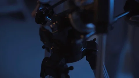Professional astronomical telescope set up Stock Footage 128445415