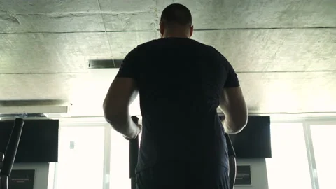 Professional athlete does cadre training on orbitrek. Preparation for Stock Footage 136814216