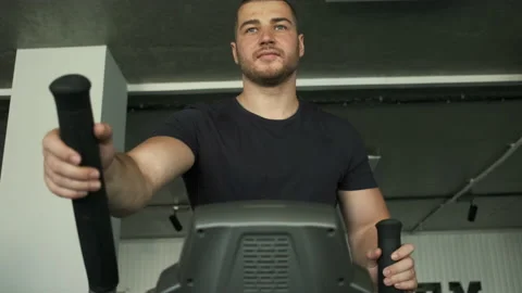 Professional athlete does cadre training on orbitrek. Preparation for 스톡 동영상 137099368